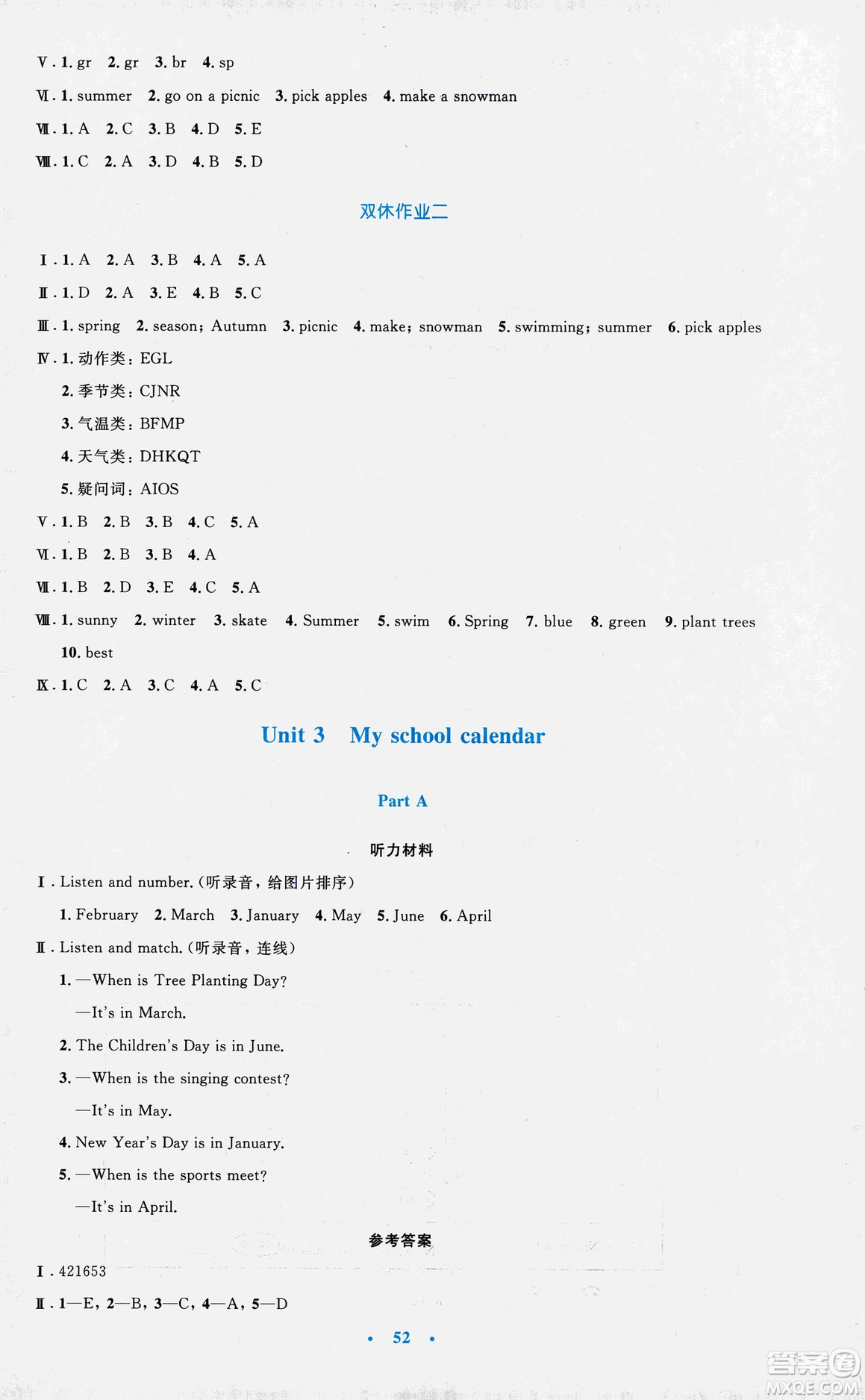 2019年小學(xué)同步測(cè)控優(yōu)化設(shè)計(jì)五年級(jí)英語(yǔ)下冊(cè)人教版增強(qiáng)版PEP答案