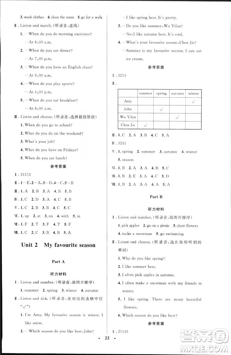 2019年五年級英語下冊人教版增小學同步測控優(yōu)化設計廣東專版答案