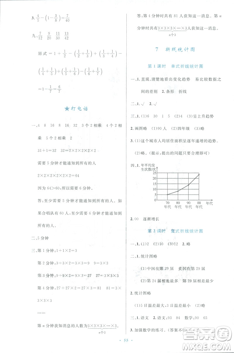 小學(xué)同步測控優(yōu)化設(shè)計(jì)2019春數(shù)學(xué)五年級(jí)下冊人教RJ版增強(qiáng)版答案