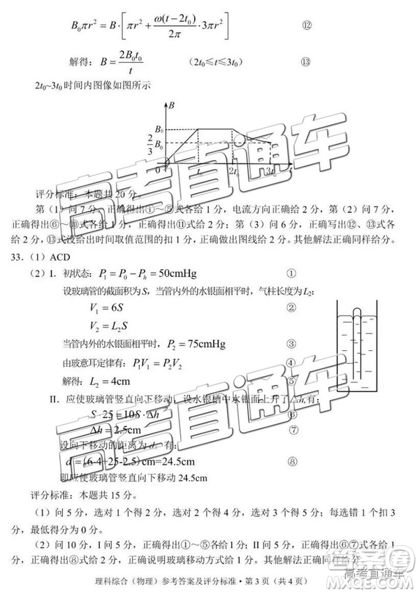 2019年昆明二統(tǒng)理綜試題及參考答案