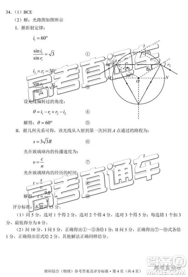 2019年昆明二統(tǒng)理綜試題及參考答案