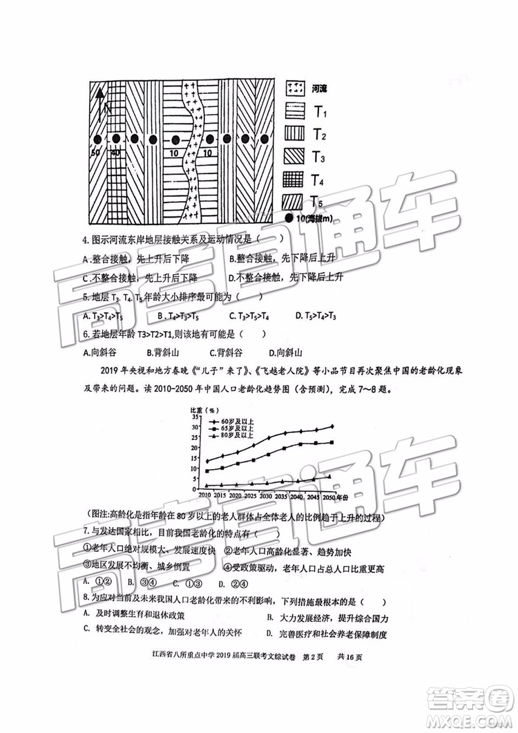 2019年江西八校聯(lián)考文綜理綜試題及參考答案