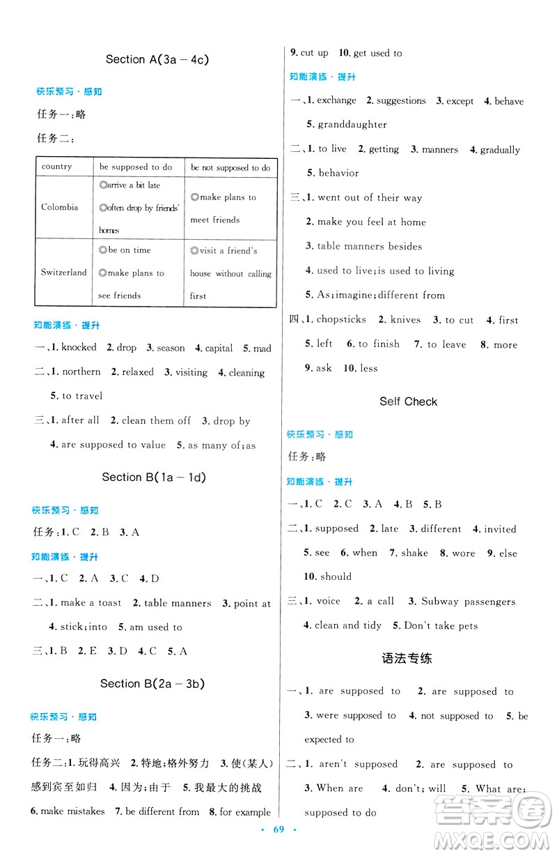 2019年初中同步測控優(yōu)化設計九年級全一冊英語參考答案