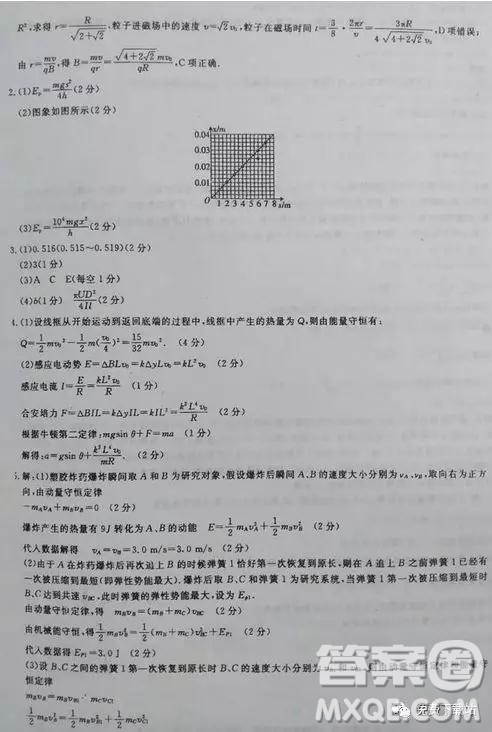 2019年全國百所名校高考模擬調(diào)研卷六理綜參考答案