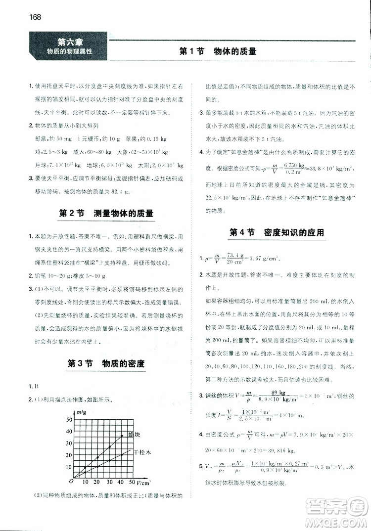 2019年一本初中物理八年級(jí)同步訓(xùn)練下冊(cè)人教版參考答案