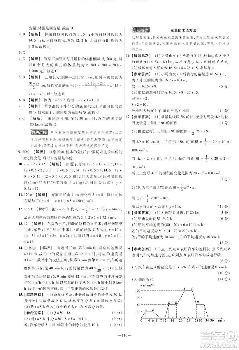 天星教育2019年七年級下活頁題選數(shù)學北師大版BSD金考卷名師名題單元雙測卷答案