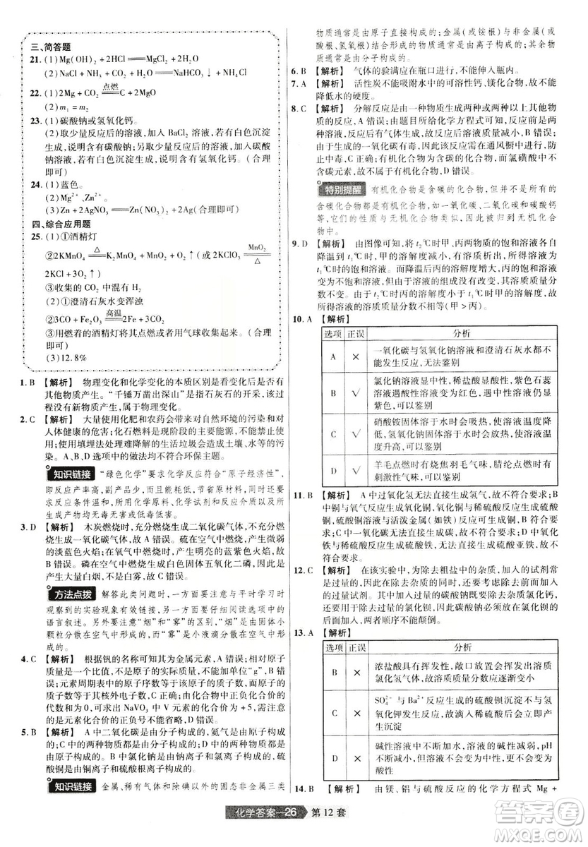 天星文化2019年河南中考45套卷金考卷特快專遞化學(xué)參考答案