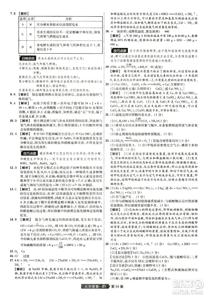 天星文化2019年河南中考45套卷金考卷特快專遞化學(xué)參考答案