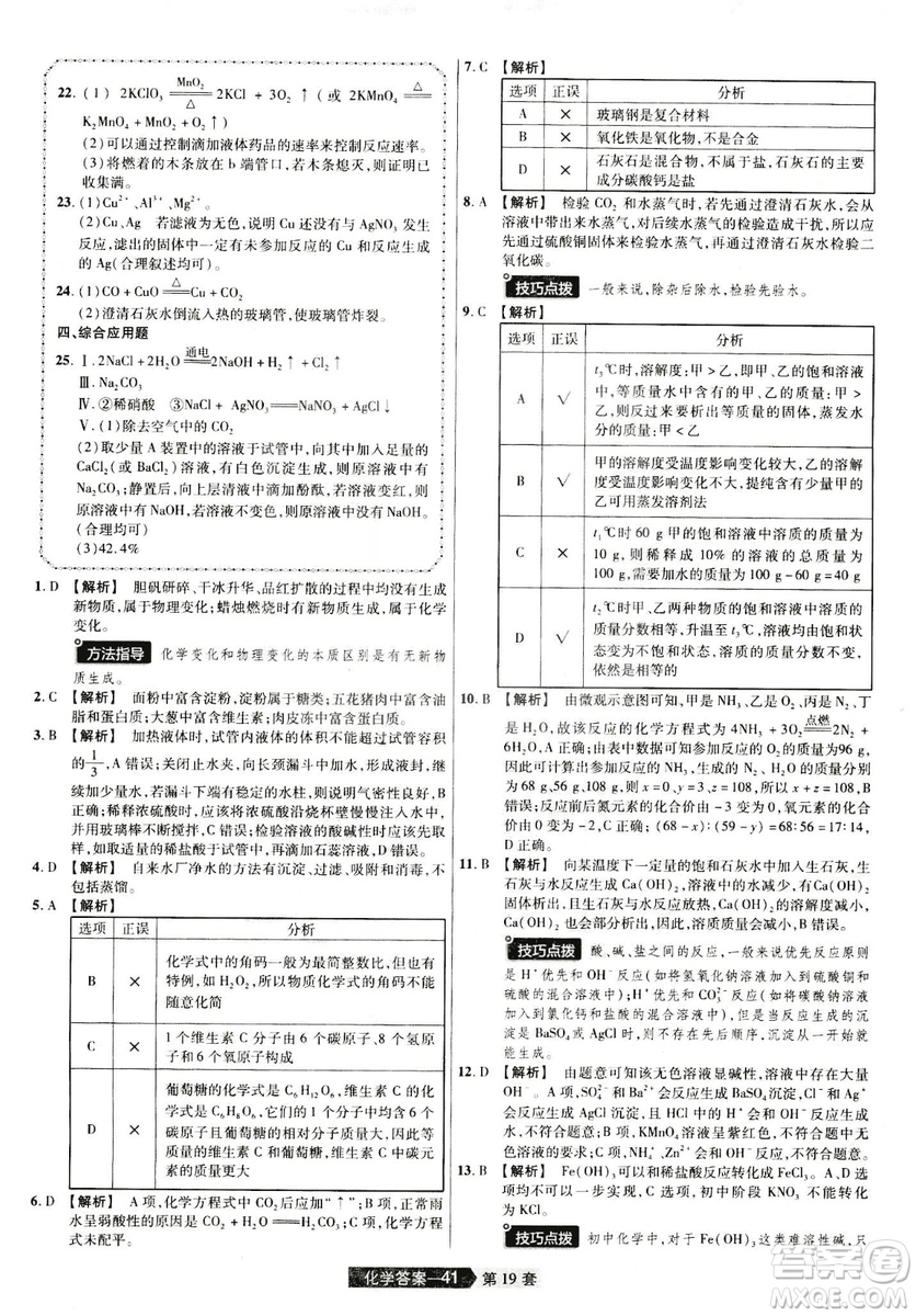 天星文化2019年河南中考45套卷金考卷特快專遞化學(xué)參考答案