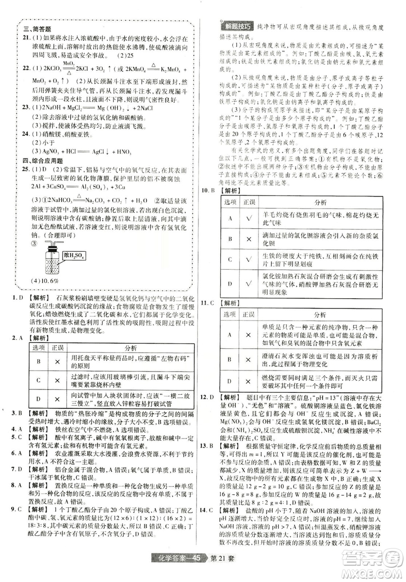 天星文化2019年河南中考45套卷金考卷特快專遞化學(xué)參考答案