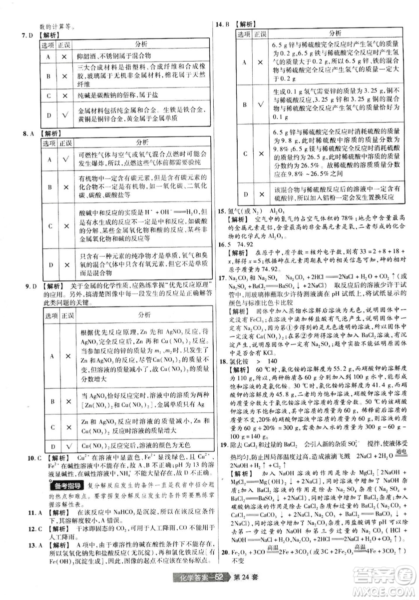 天星文化2019年河南中考45套卷金考卷特快專遞化學(xué)參考答案