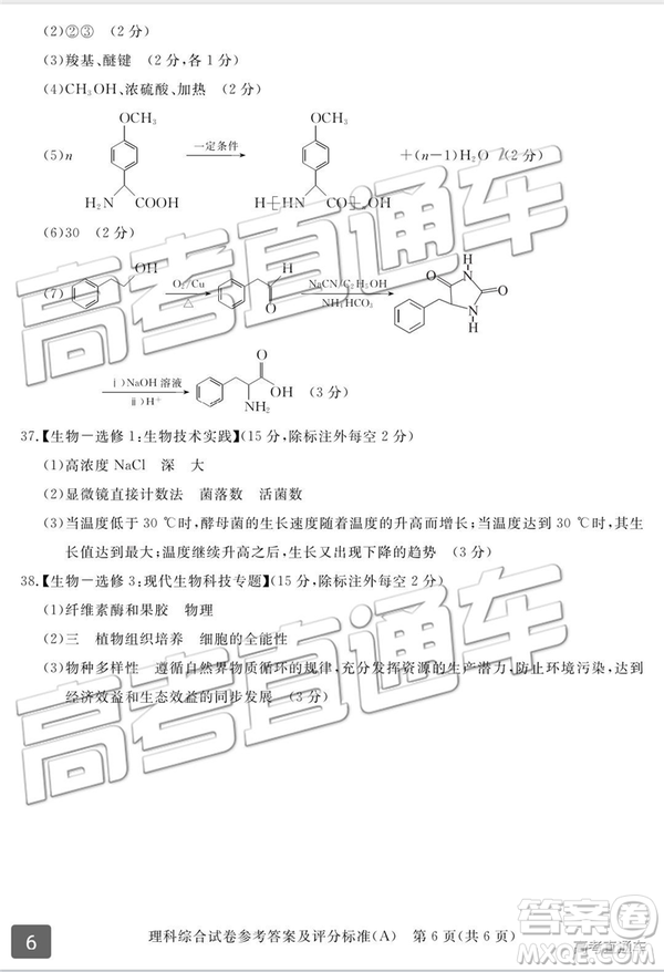 2019茂名二模文理綜試題及參考答案