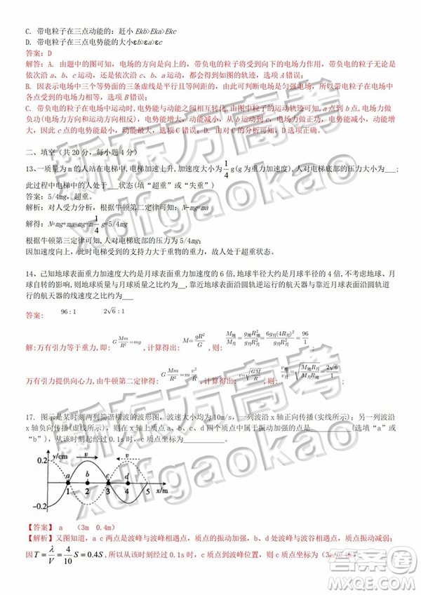 2019上海市楊浦區(qū)二模物理試卷及答案