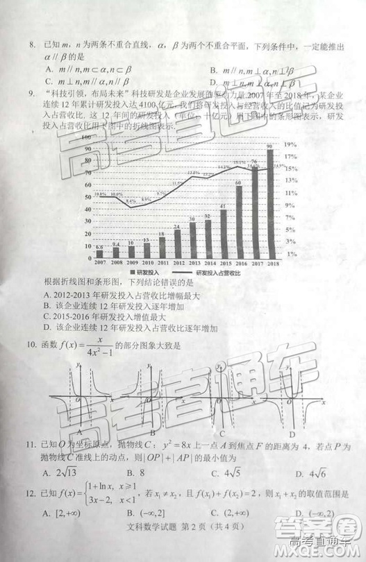 2019年高三長春三模文數(shù)理數(shù)試題及參考答案