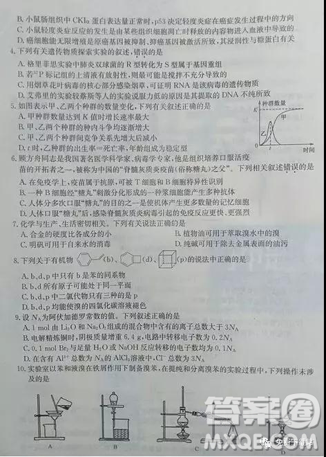 2019年全國高考沖刺壓軸卷三理綜試卷及參考答案