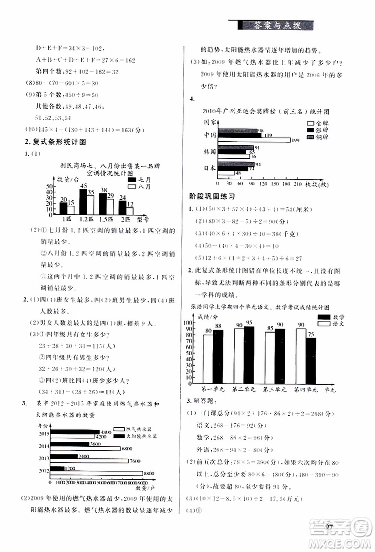 2019年小學(xué)數(shù)學(xué)丟分題四年級下參考答案