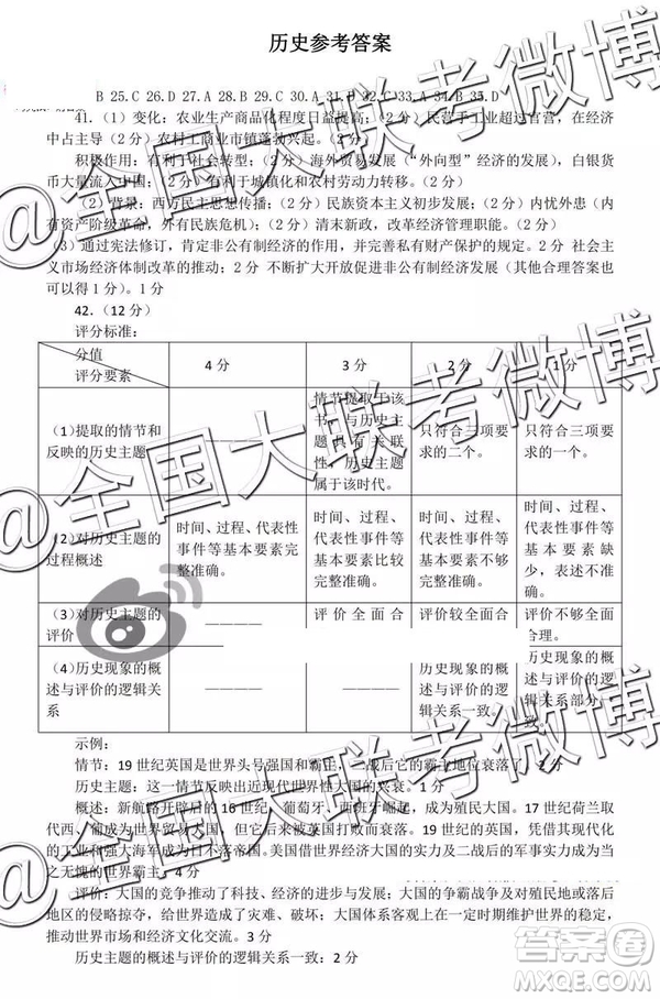 2019年燕博園高三綜合能力測試題CAT三文理綜參考答案