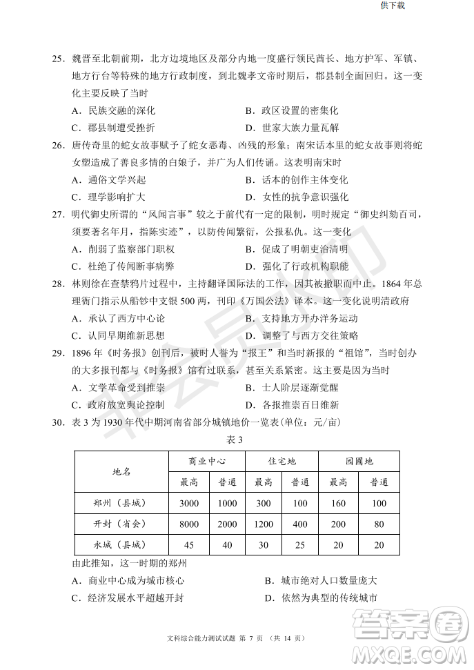 2019年四川省百校高三模擬沖刺卷文理綜答案