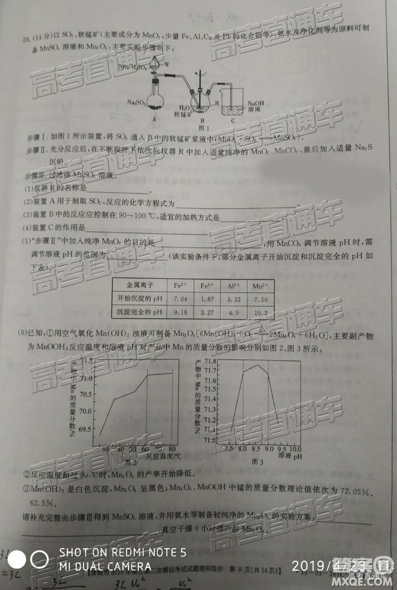 2019年晉城二模理綜試題及參考答案