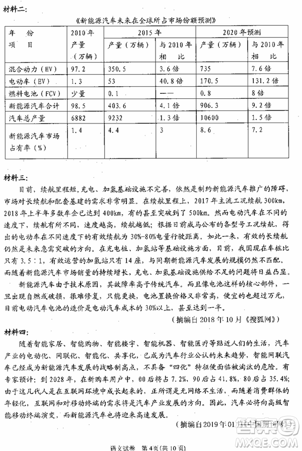 2019年寧夏銀川市高三質(zhì)量檢測語文試題及答案