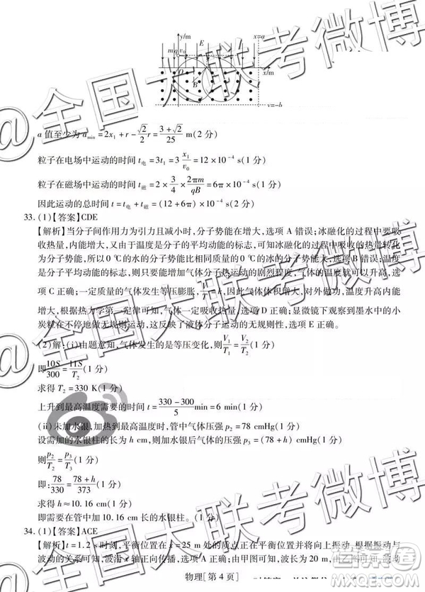 2019年非凡聯(lián)盟高三年級四月調(diào)研考試文理綜答案