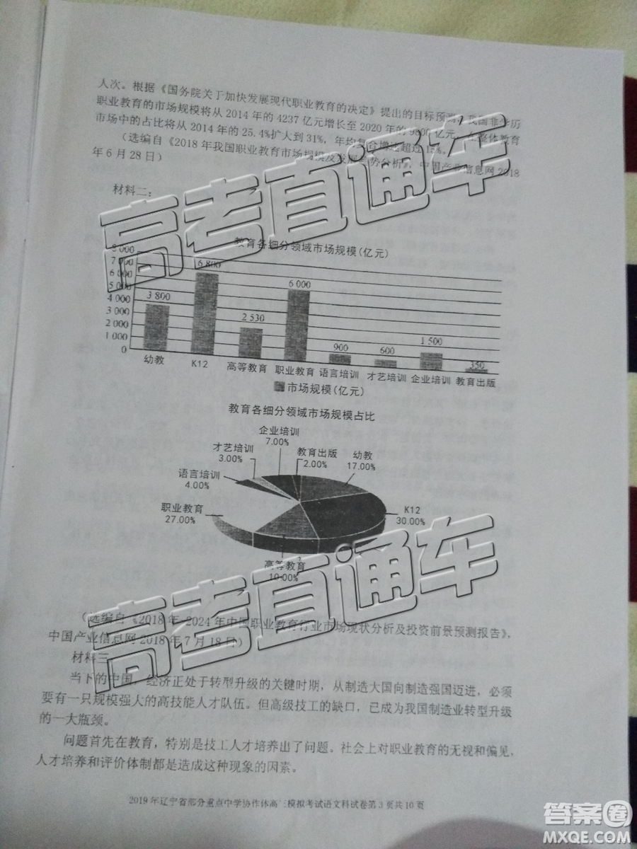 2019年遼寧省部分重點中學協(xié)作體高三模擬考試語文試題及參考答案