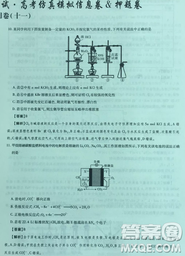 2019年普通高等學(xué)校招生全國(guó)統(tǒng)一考試高考仿真模擬信息卷押題卷十一理綜試題及答案