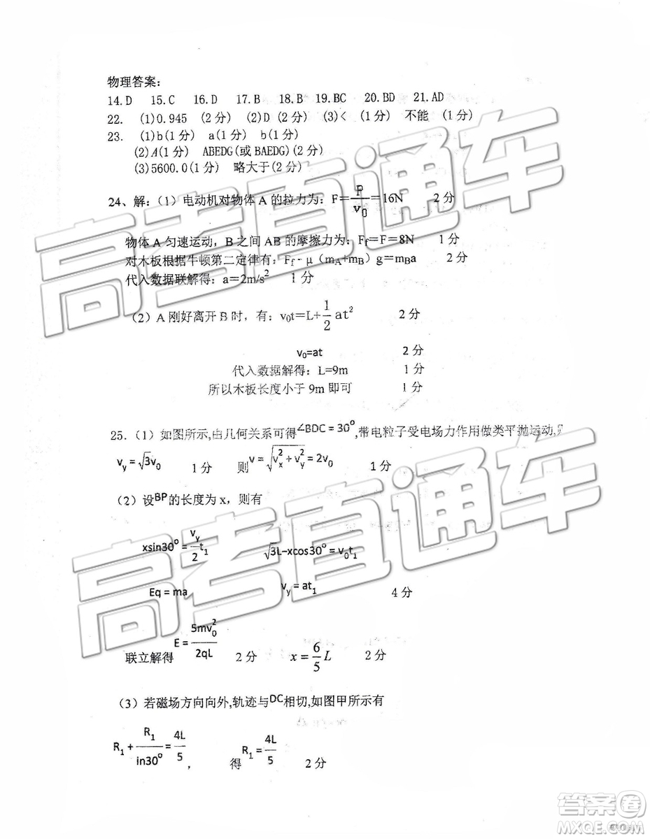 2019年遼寧省部分重點(diǎn)中學(xué)協(xié)作體高三模擬考試文理綜試題及參考答案