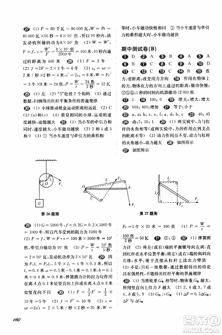 2019年華東師大版一課一練八年級物理第二學期參考答案