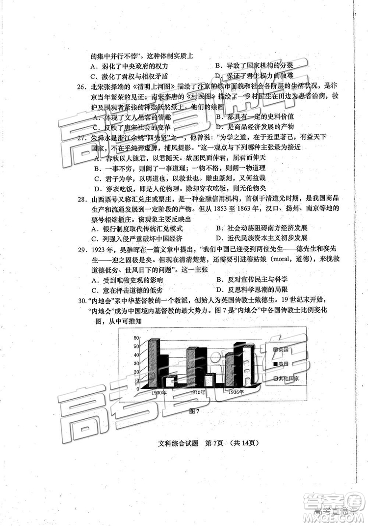 2019年青島二模文綜試題及參考答案