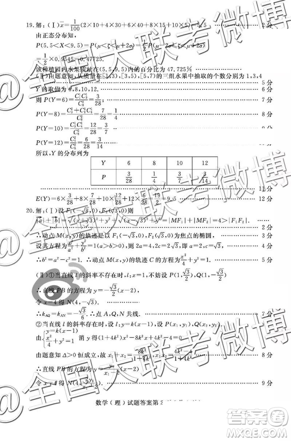 2019年濟(jì)寧二模文理數(shù)試題及參考答案