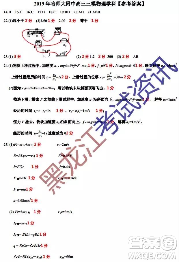 2019年?yáng)|三省三校三模文理綜試題及參考答案