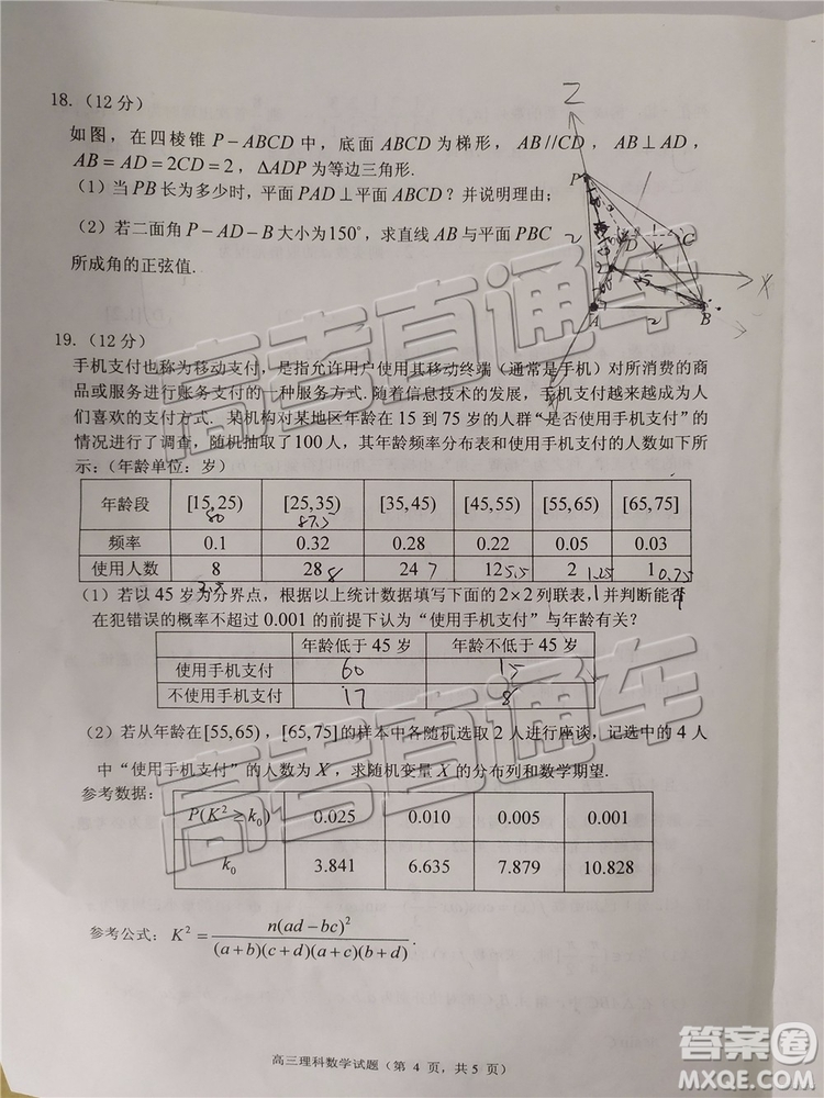 2019年菏澤煙臺(tái)二模文理數(shù)試題及參考答案