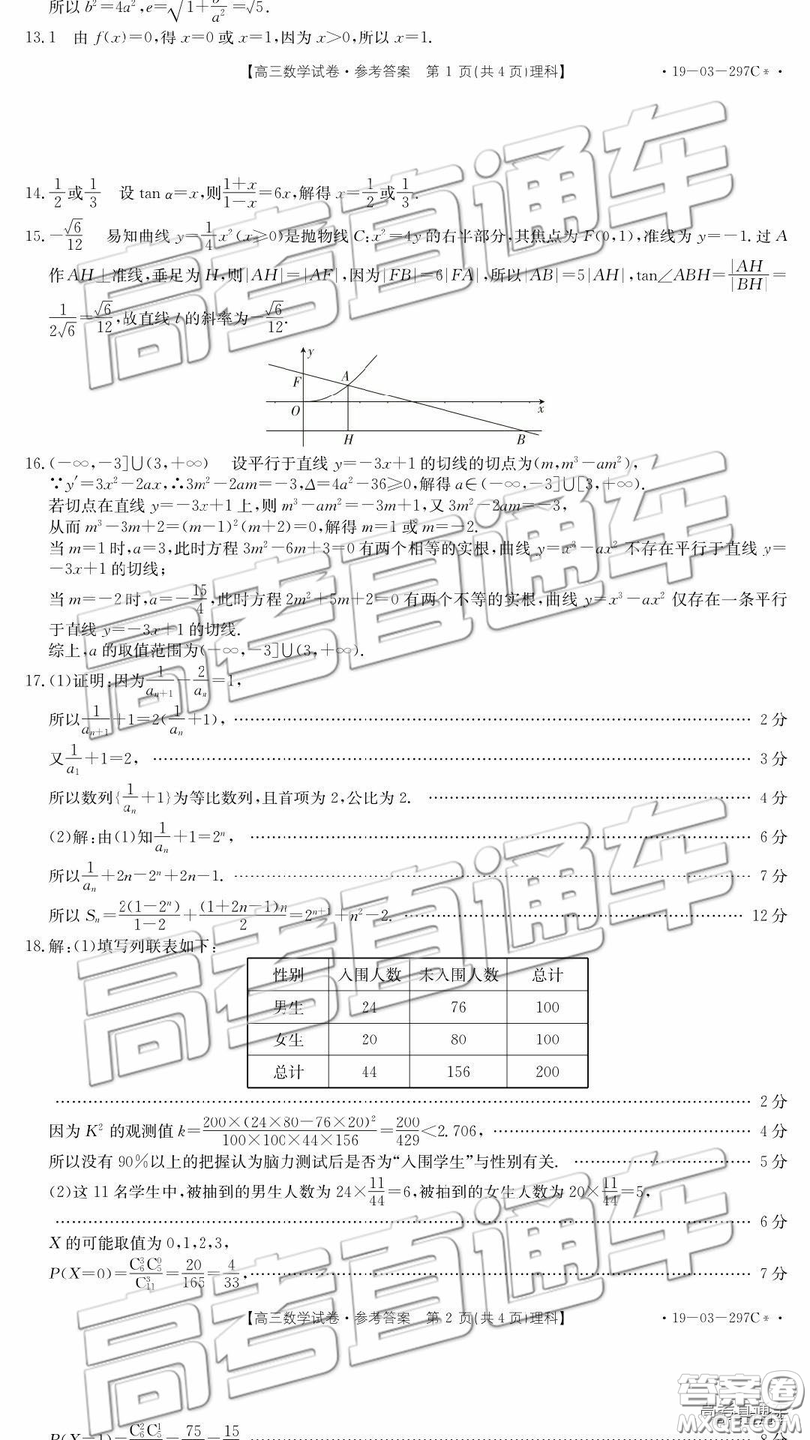 2019年5月甘青寧聯(lián)考文理數(shù)試題及參考答案