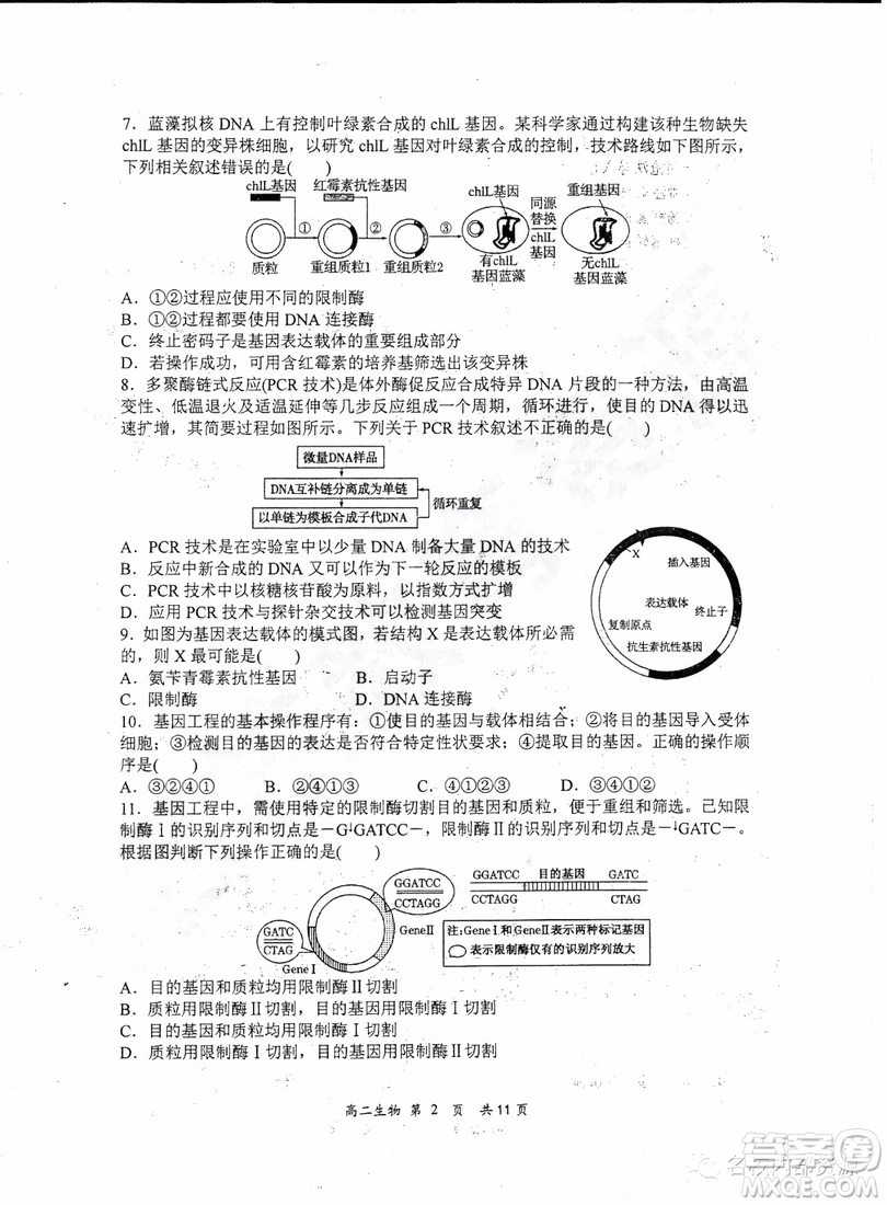 哈三中2018-2019學年度高二下學期第一學段考試理綜試卷及答案