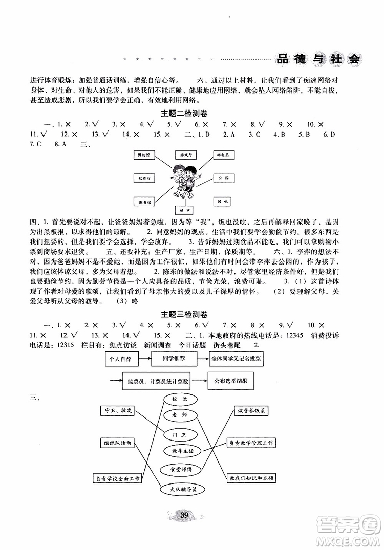 晨光全優(yōu)2019年云南省小學(xué)畢業(yè)總復(fù)習(xí)與檢測品德與社會參考答案