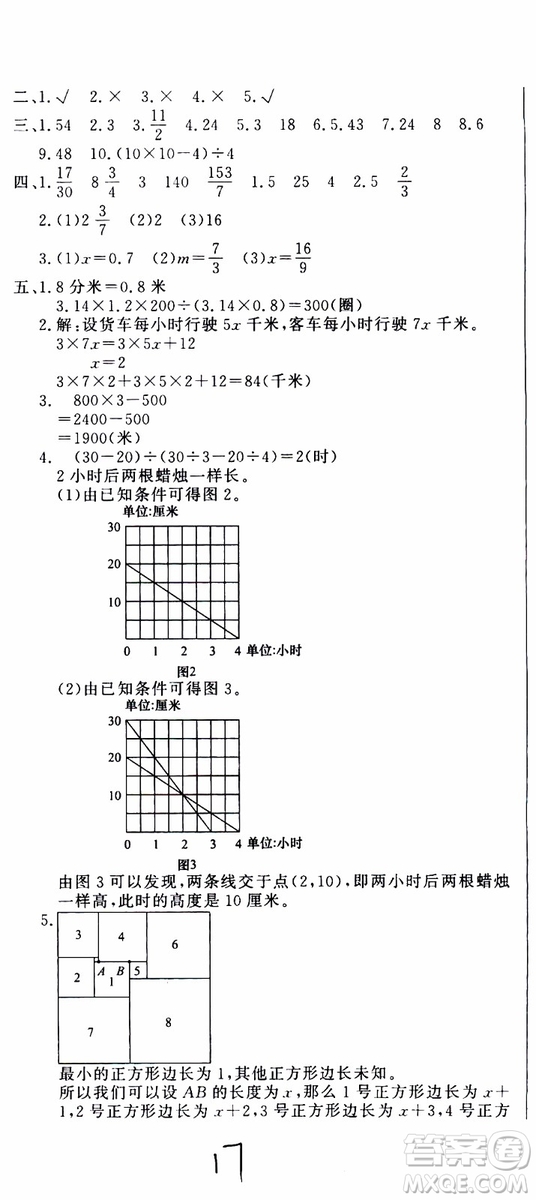 金題金卷2019年金卷小升初重點校入學測試卷數(shù)學參考答案