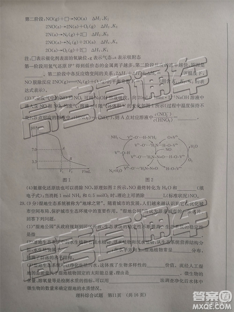 2019年濟(jì)南二模文理綜試題及參考答案