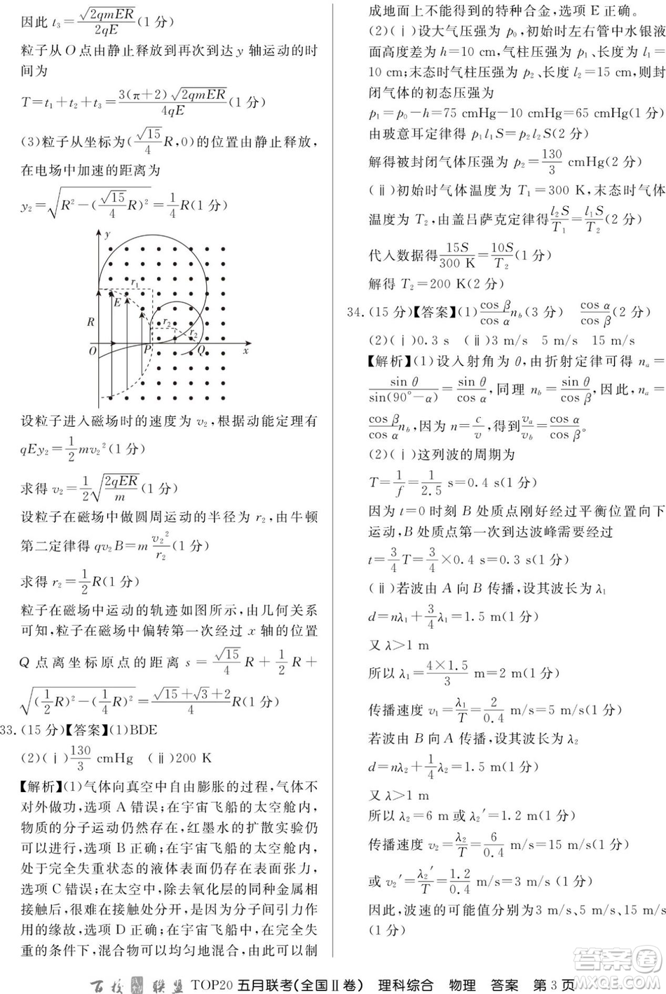 百校聯(lián)盟2019年TOP20五月聯(lián)考全國Ⅰ、Ⅱ卷理綜試題及答案