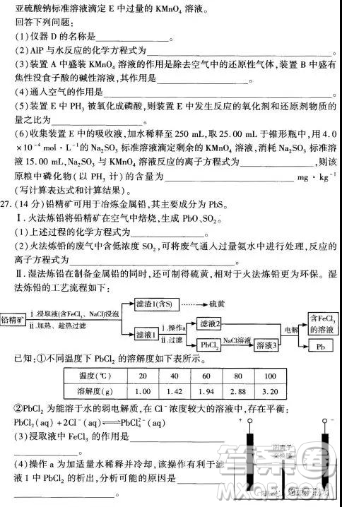 2019年豫科名校大聯(lián)考B卷高三理科綜合答案