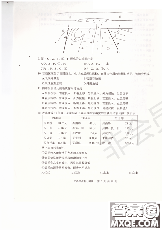 2019年卓越名校聯(lián)盟適應(yīng)與模擬一文綜試題及答案