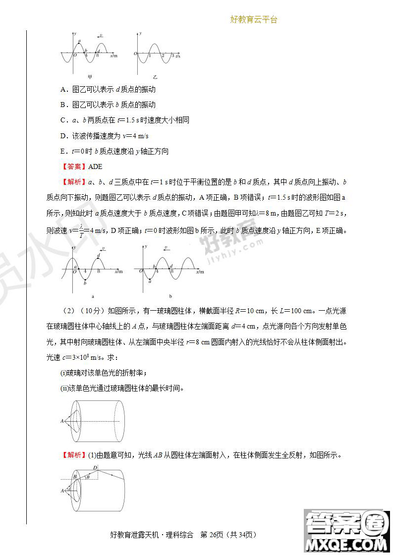 2019年泄露天機高考押題卷二理綜試題及參考答案