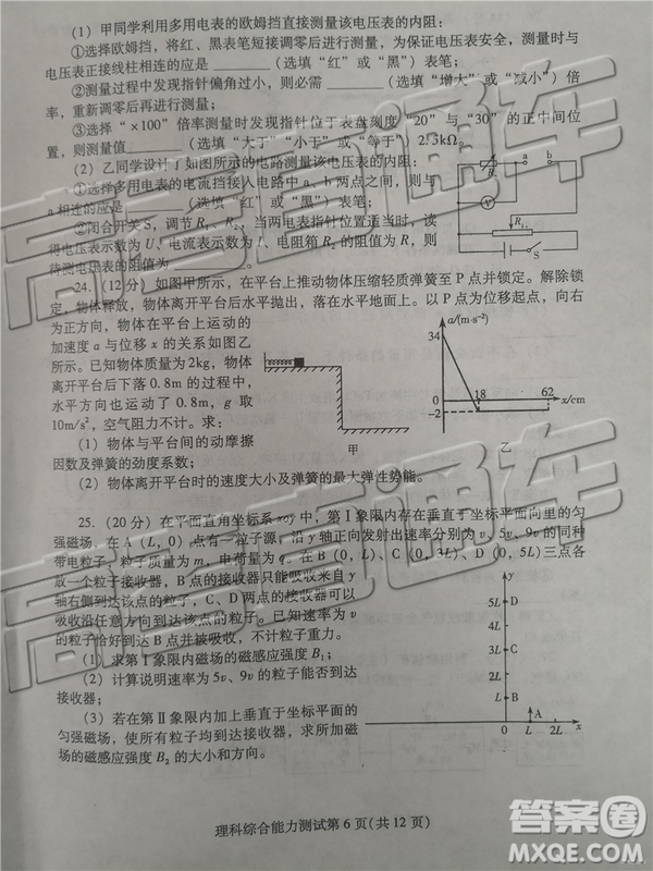 2019年濰坊菏澤三模理綜試題及參考答案