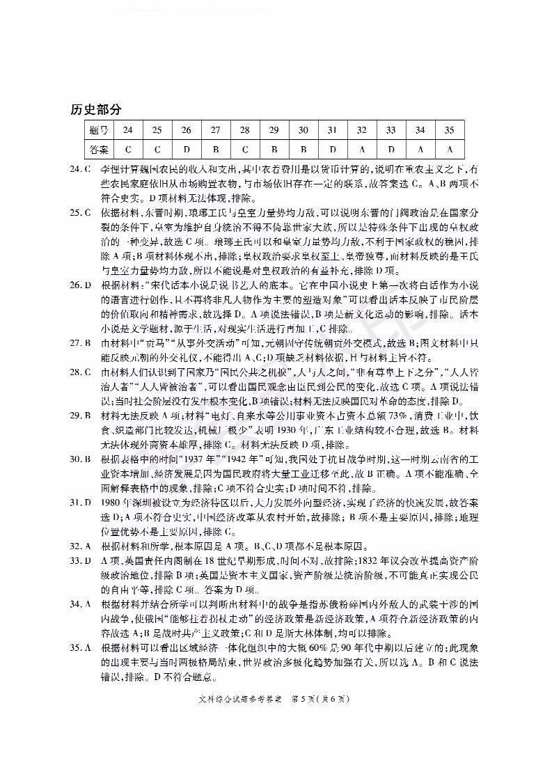 2019年5月河南名校高三壓軸第三次考試考試文綜試題及答案