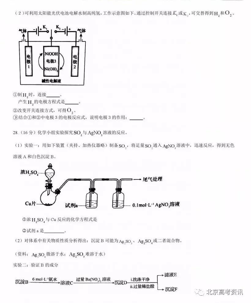 2019年高考真題北京卷理綜試題及答案