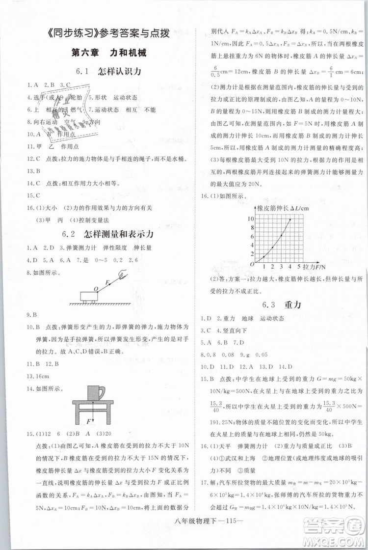 優(yōu)翼叢書(shū)2019年學(xué)練優(yōu)學(xué)科思維訓(xùn)練法八年級(jí)物理下冊(cè)HY滬粵版參考答案