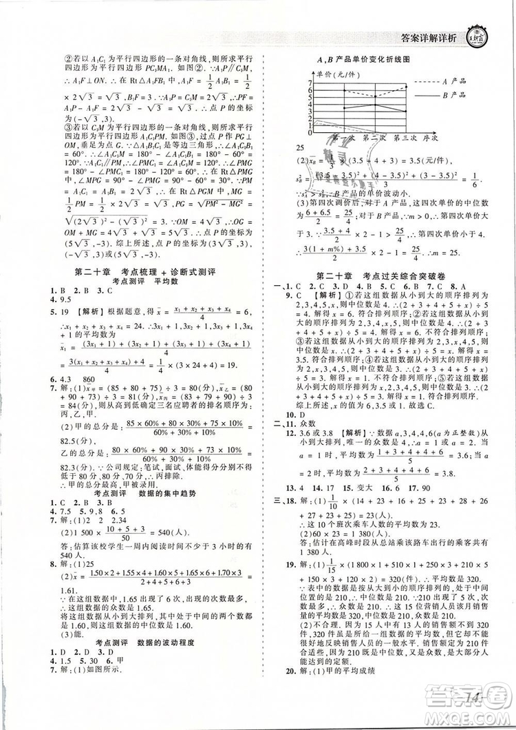 2019年人教版王朝霞考點(diǎn)梳理時習(xí)卷八年級數(shù)學(xué)下冊參考答案