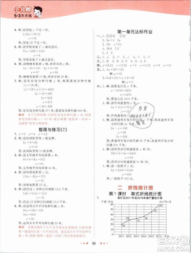 曲一線(xiàn)2019年53天天練五年級(jí)下冊(cè)數(shù)學(xué)SJ蘇教版參考答案