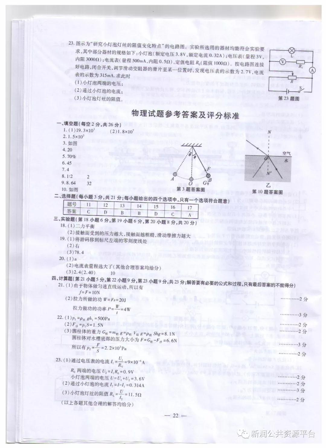 2019年安徽中考真題物理試題及答案