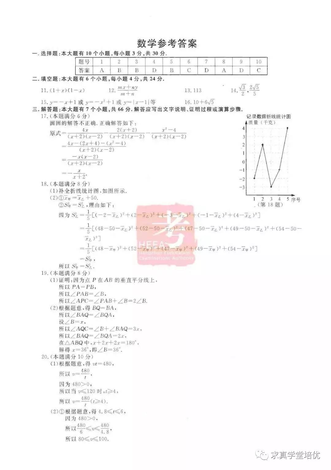 2019年浙江杭州中考真題數(shù)學(xué)試卷及答案